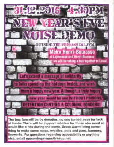 New Years Eve Noise Demo: Outside the Prisons in Laval
