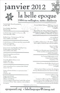 Janvier 2012, La Belle Epoque