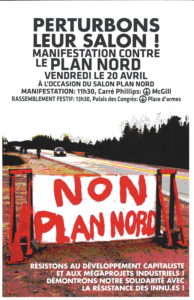 Perturbons leur salon! Manifestation contre le plan nord