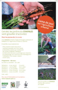 Cet ete, les jardins du CRAPAUD vont grouiller d’activites!