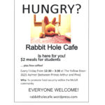Small stuffed rabbit photograph in top half of page; Black lettering on white background